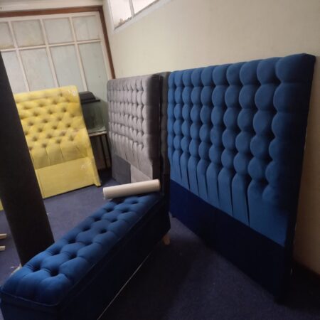 flat headboard and ottoman